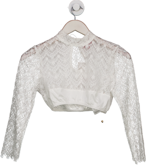 Kruger White Dirndl Long Sleeved Lace Top UK 4
