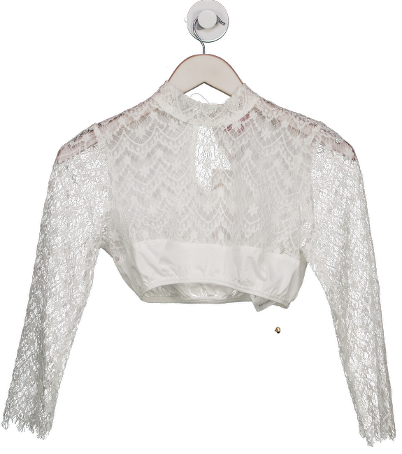Kruger White Dirndl Long Sleeved Lace Top UK 4