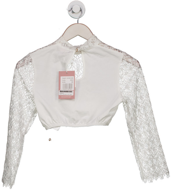 Kruger White Dirndl Long Sleeved Lace Top UK 4