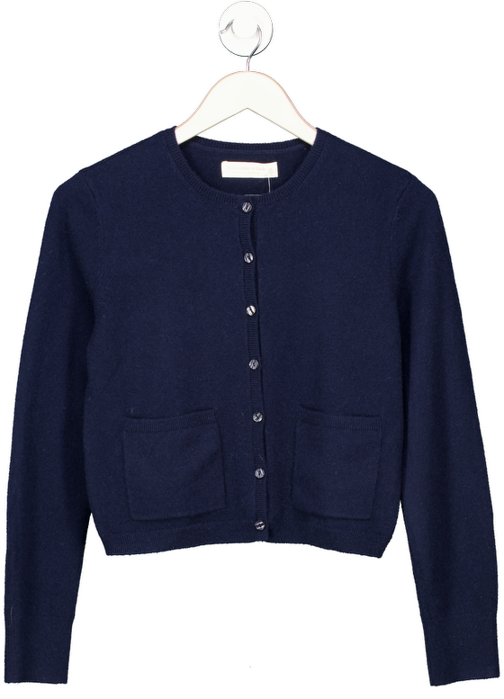 Abercrombie & Fitch Blue 100% Cashmere Crew Cardigan UK XS