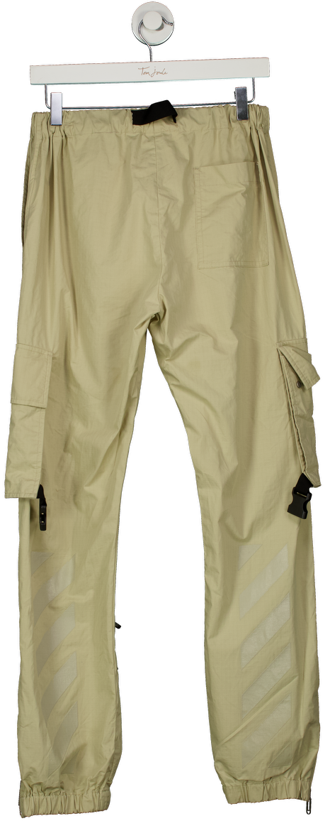 Off-White Beige Diag Tab Cotton Cargo Trousers UK XS