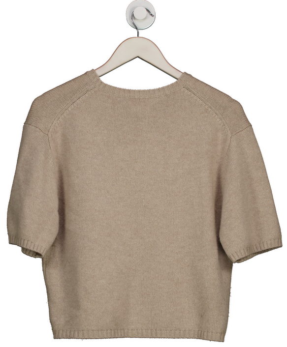almada label Beige Merino / Cashmere Blend Short Sleeve Knit Top UK S