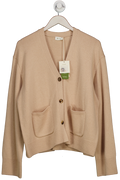 LilySilk Beige Wool-cashmere Blend Cardigan UK M