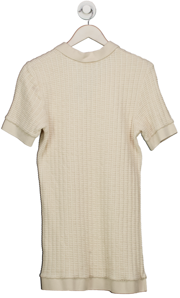 2Tall Cream Vincent Tall Jacquard Open Collar Polo Shirt UK M