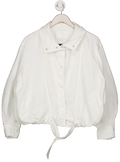 ZARA White 100% Linen Bomber Jacket Zw Collection UK S