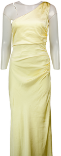 Six Stories Yellow One Shoulder Satin Bridesmaid Dress UK 8