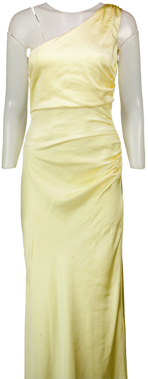 Six Stories Yellow One Shoulder Satin Bridesmaid Dress UK 8