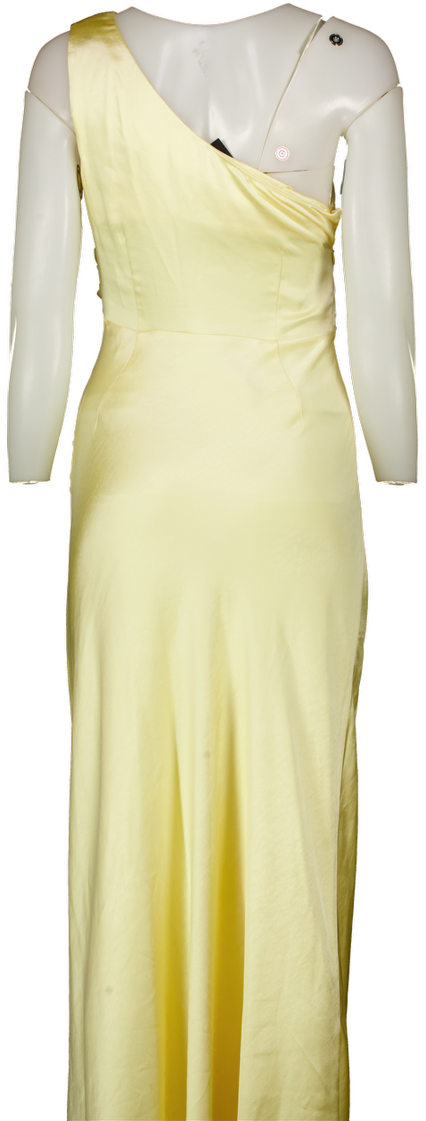 Six Stories Yellow One Shoulder Satin Bridesmaid Dress UK 8