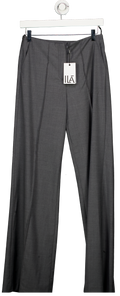 ILA Grey Regular Fit Wool Wide Leg Trousers UK 6