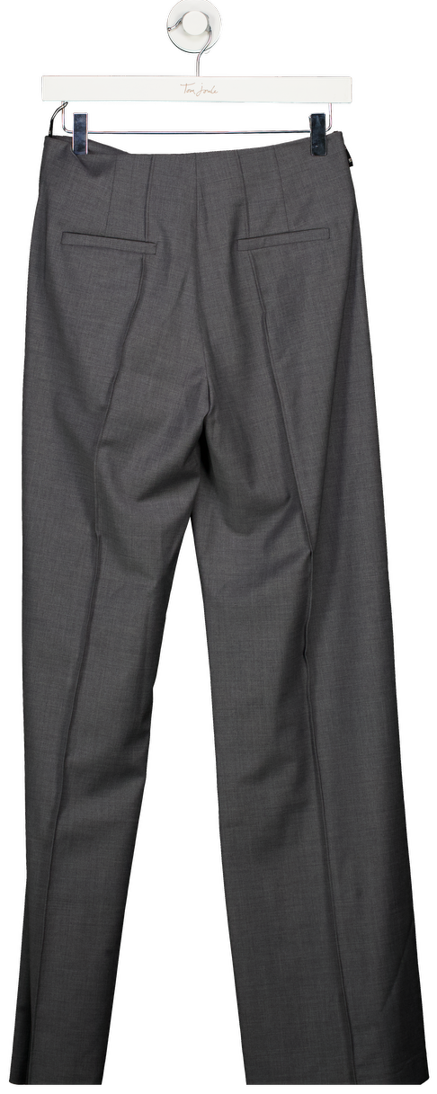 ILA Grey Regular Fit Wool Wide Leg Trousers UK 6