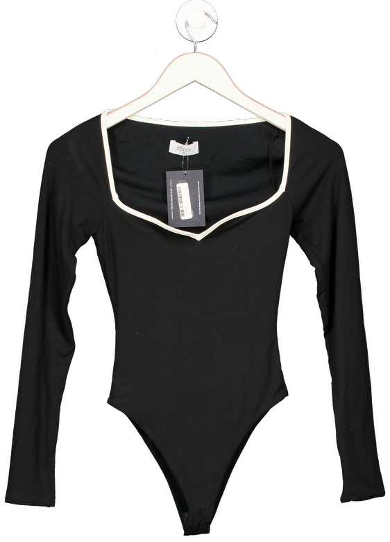 Oh Polly Lara Modal Contrast-trim Bodysuit In Black UK XS