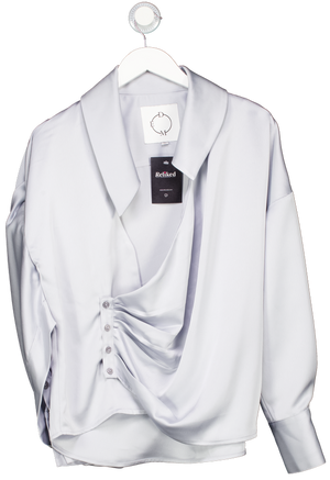 Demo Blue Wrap Drape Shirt UK M