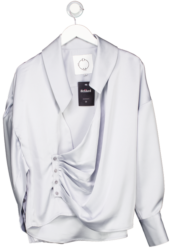 Demo Blue Wrap Drape Shirt UK M