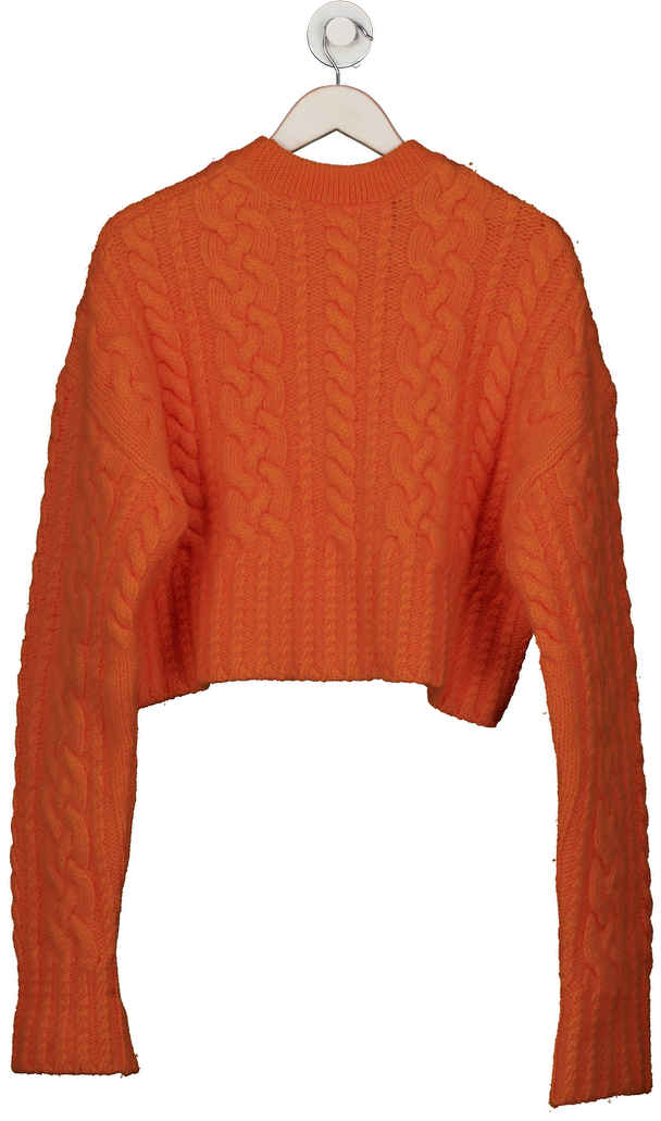 Ami Paris Orange Cable Knit Crew Neck UK S