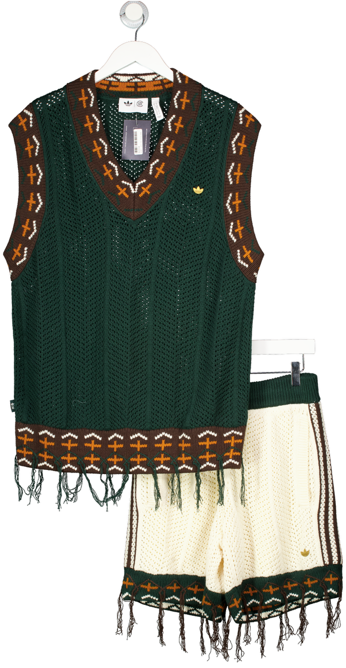 adidas Green Clot Knitted Vest And Shorts UK M