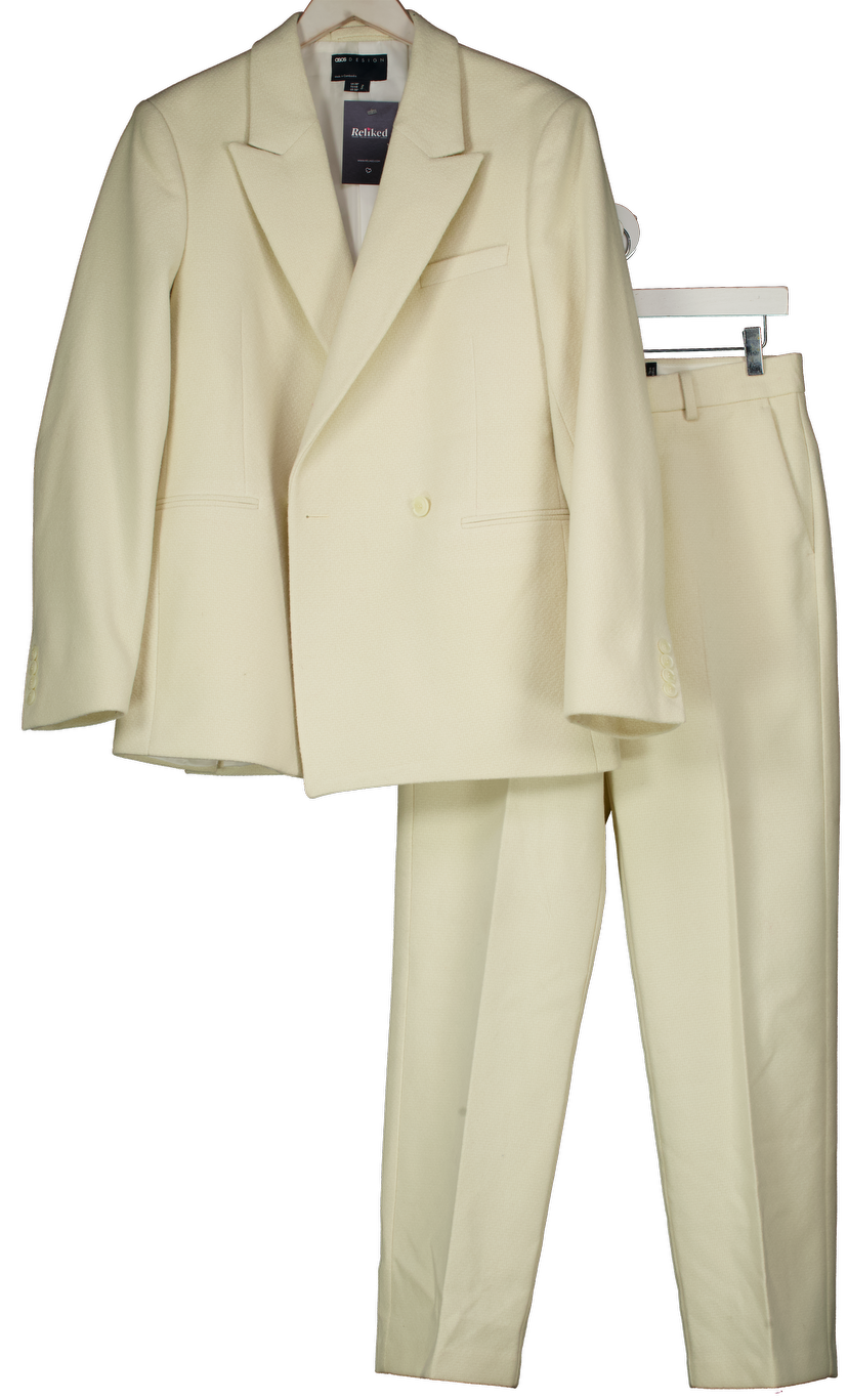 ASOS Cream Double Breasted Heavy-weight Twill Suit W30