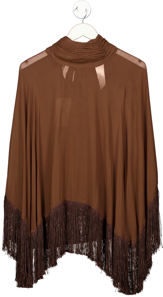 DE LA VALI Brown Levanto Poncho In Cedar Georgette UK S