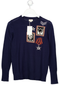Temperley Blue Merino Wool Navy Knit Jumper UK S