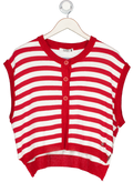 Please Red Striped Knit Sleeveless Cardigan UK M