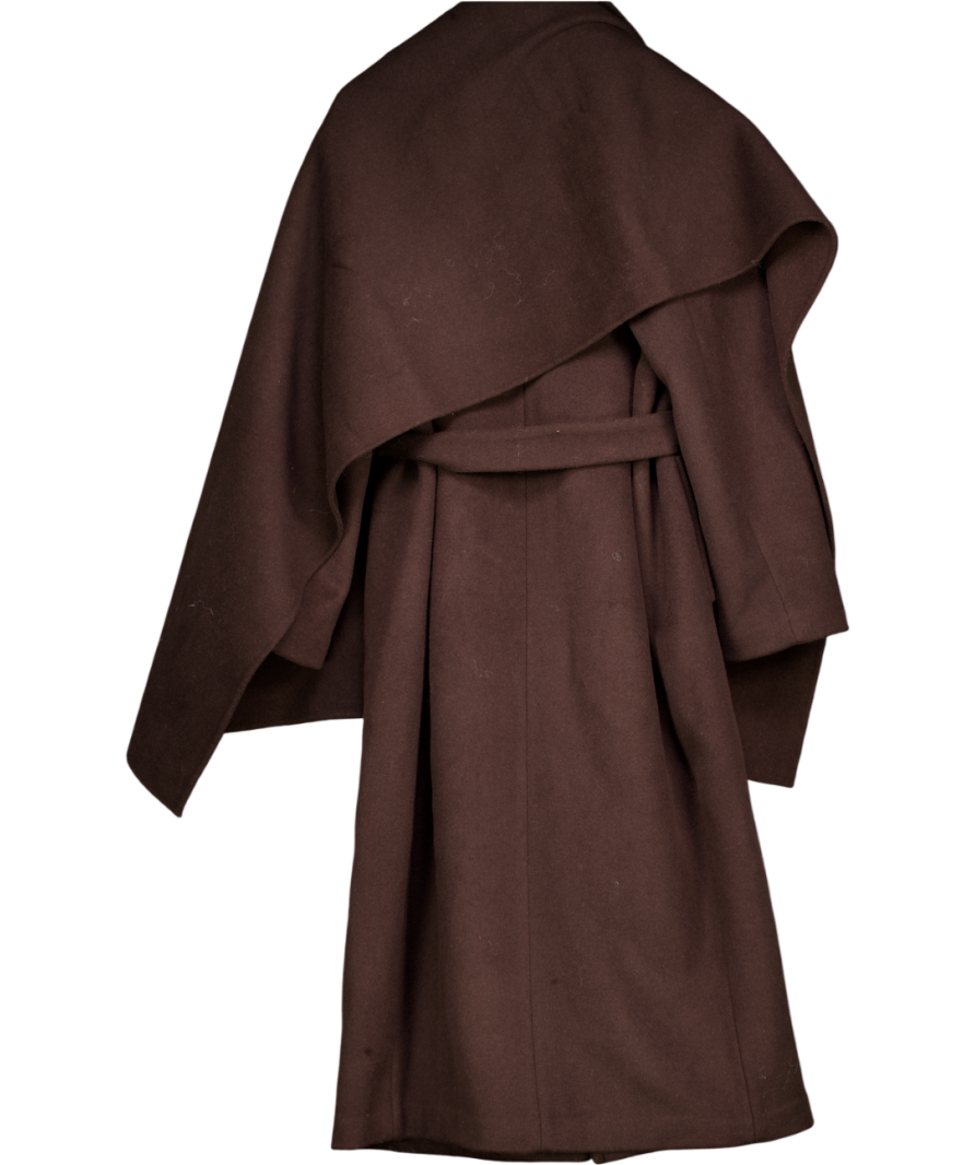 STAUD Chocolate Brown Carver Felted Wool-blend Coat And Scarf UK S