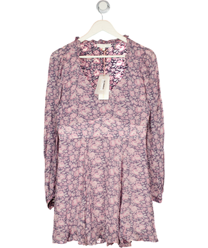 LOVESHACKFANCY Pink Cassidy Floral-print Georgette Mini Dress Us10 UK 14