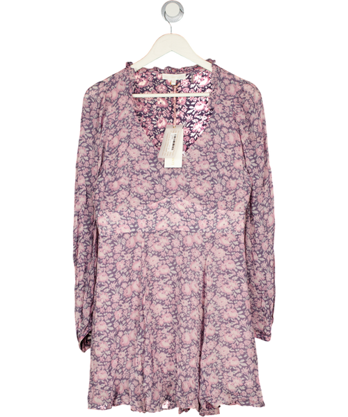 LOVESHACKFANCY Pink Cassidy Floral-print Georgette Mini Dress Us10 UK 14