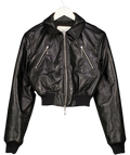 NANUSHKA Black Butter Soft Vegan Leather Zipped Bomber Jacket UK S