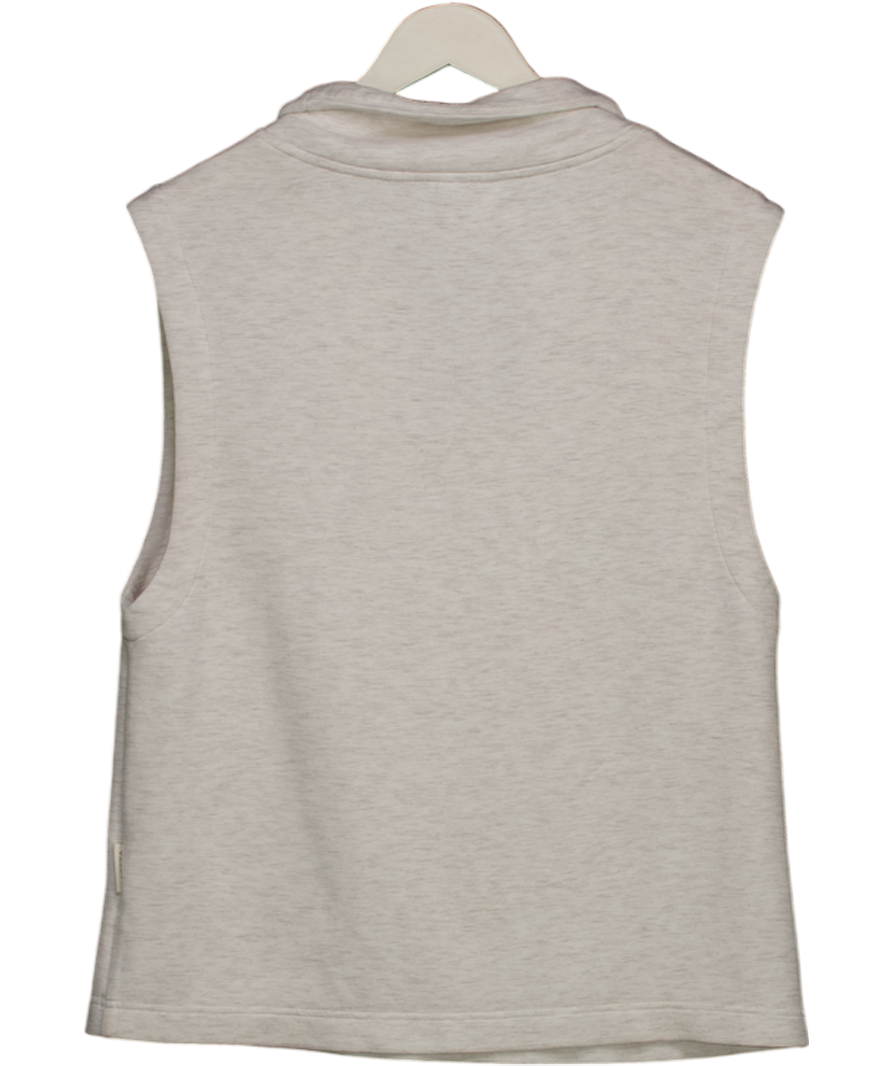 Varley Cream Ivory Marl Doublesoft Loretta Half-zip Sleeveless Sweat UK M