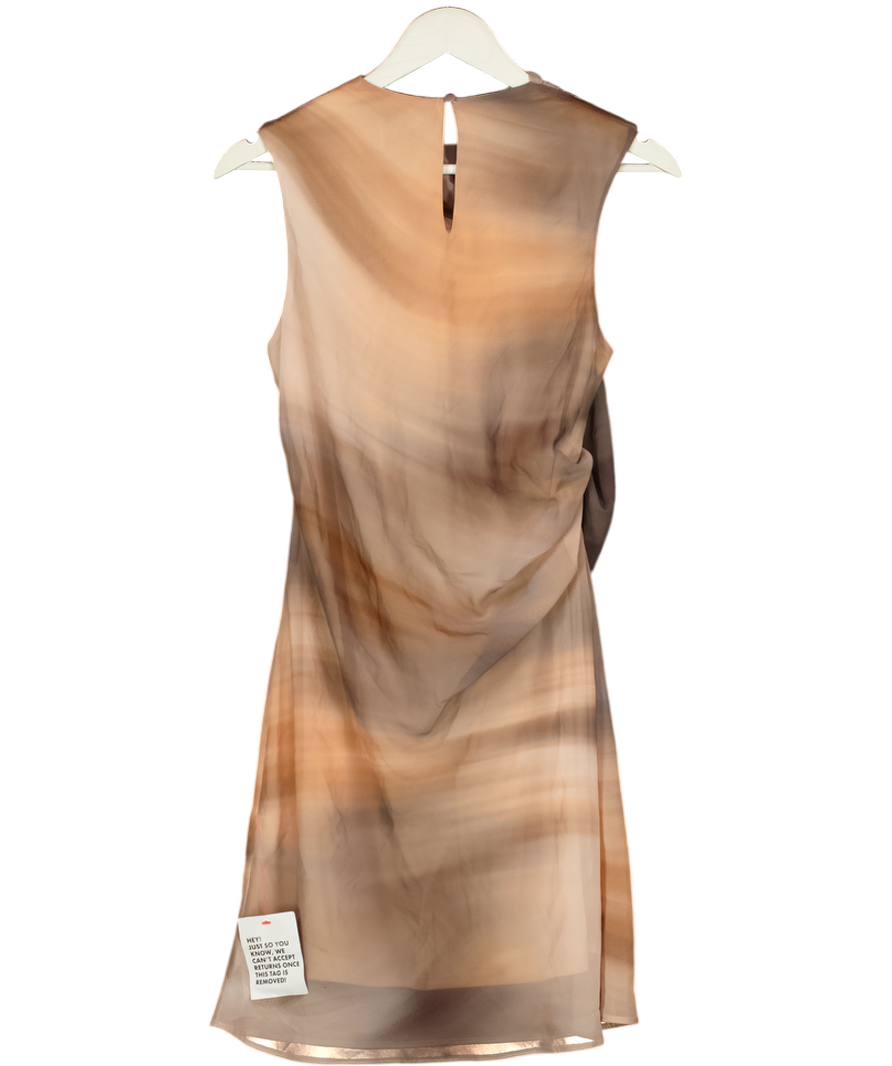 ASOS Brown Chiffon Mini Dress With Drape Detail UK 10