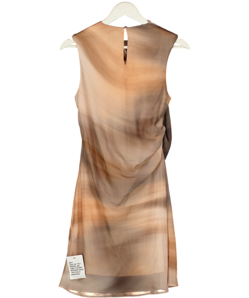 ASOS Brown Chiffon Mini Dress With Drape Detail UK 10