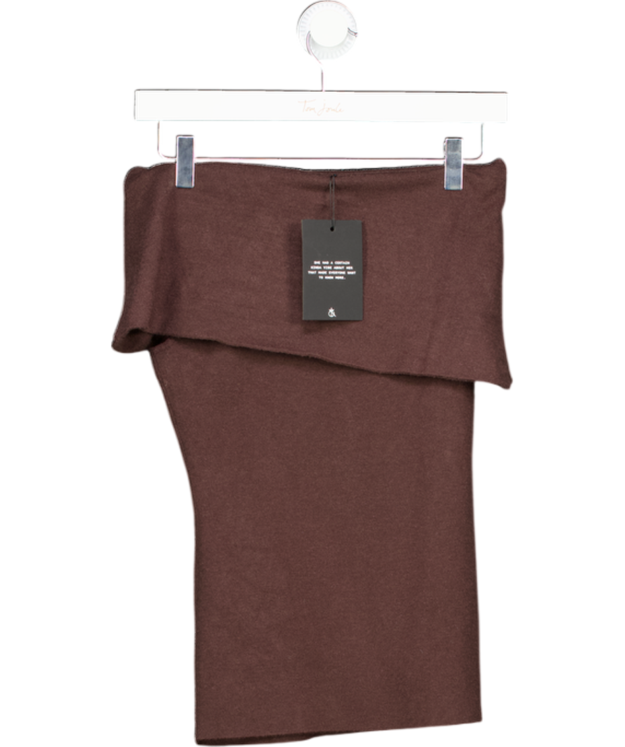 4th & Reckless Deep Foldover Bandeau Knitted Top In Chocolate Brown UK 8