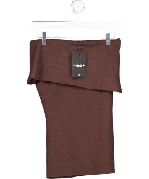 4th & Reckless Deep Foldover Bandeau Knitted Top In Chocolate Brown UK 8