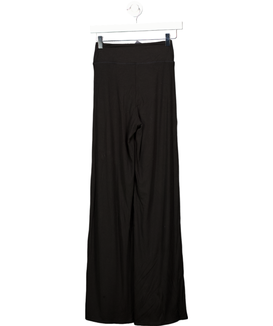 T/ALA Black Ribbed Modal Wide Leg Trouser UK S