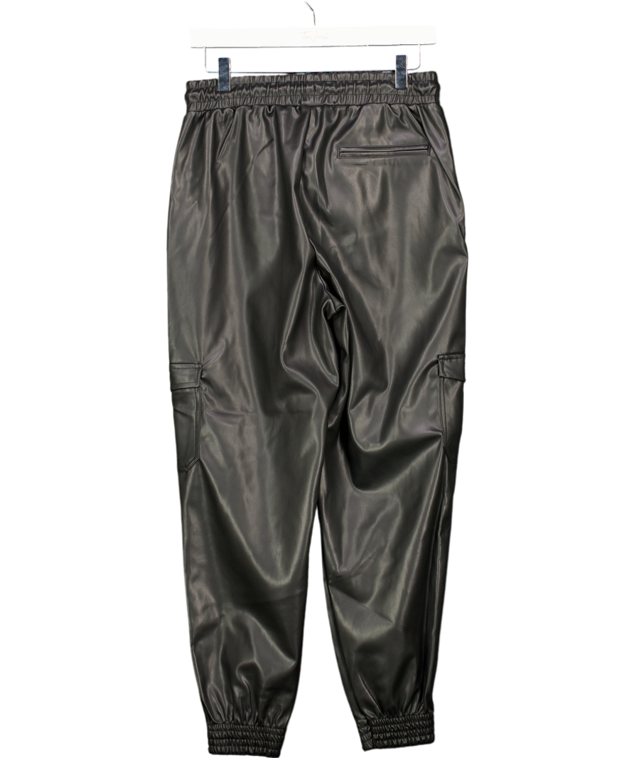 WAT. THE BRAND Black Faux Leather Jogger Trousers UK M