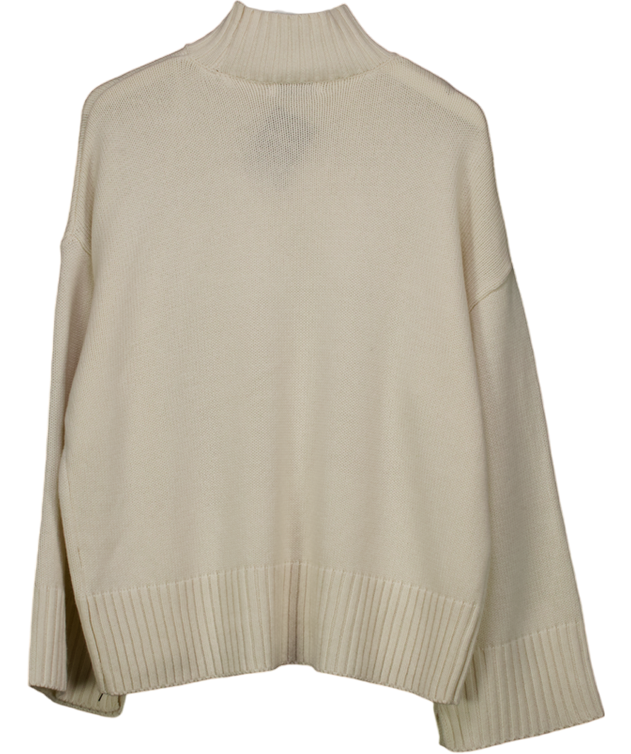 F&F Cream Premium Ribbed High Neck Jumper With Cashmere UK M