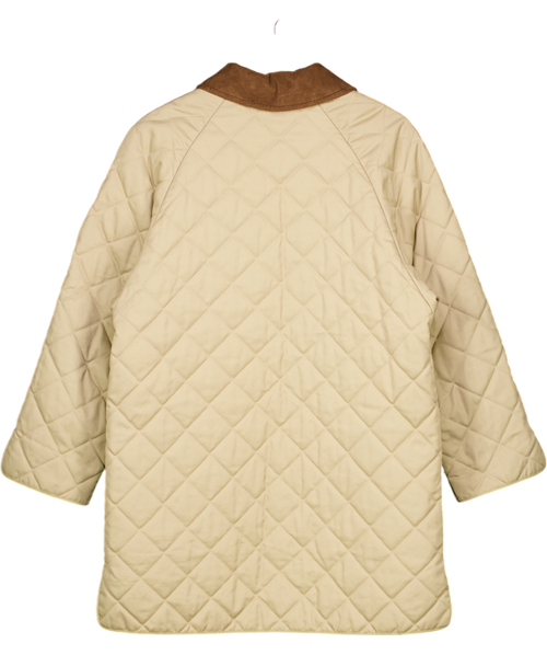 AQUASCUTUM Beige Camel Quilted Jacket With Check Lining UK S/M