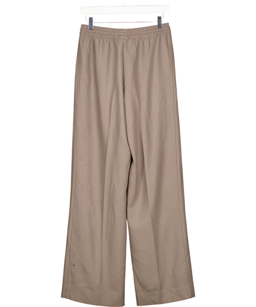 REISS Sunnie Drawstring Wide Leg Trousers In Mink Brown - Long Length UK 6