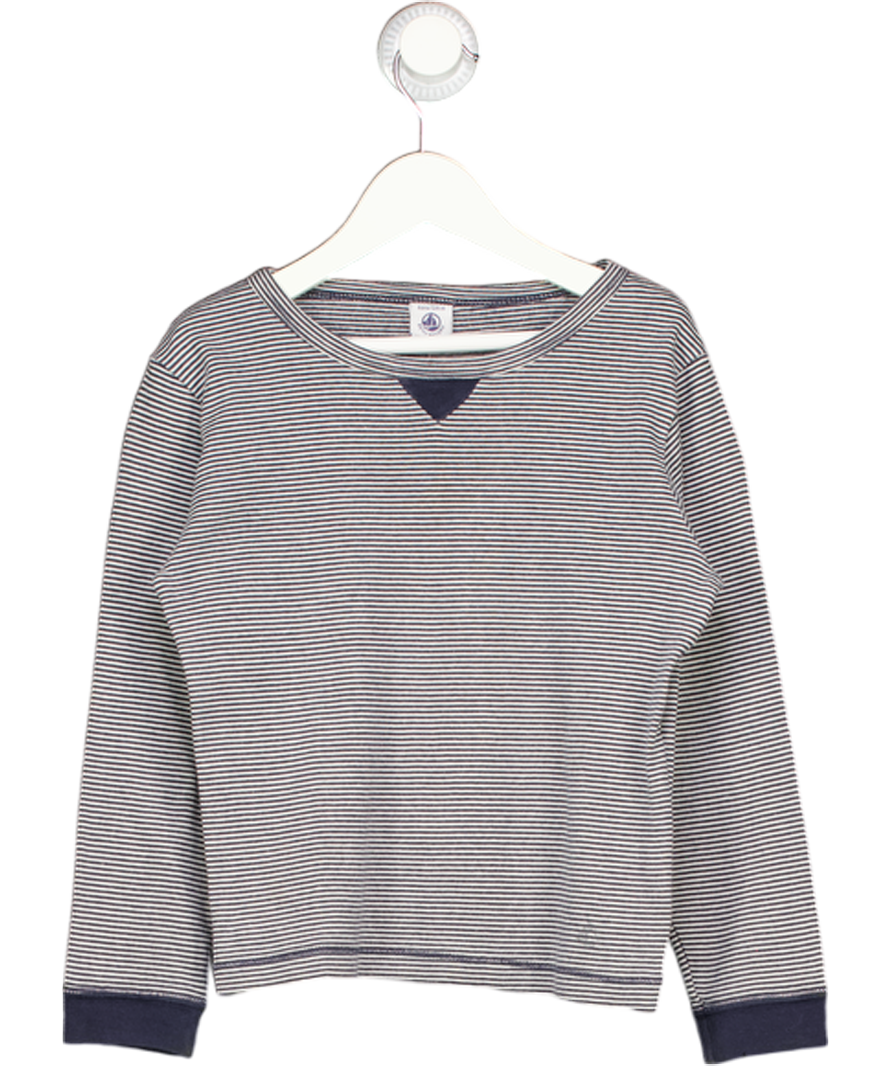PETITE BATEAU Blue Long-sleeved Stripy Cotton T-shirt 6 Years