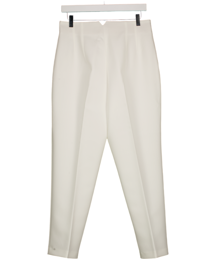 ZARA White High Waisted Tapered Tailored Trousers UK L