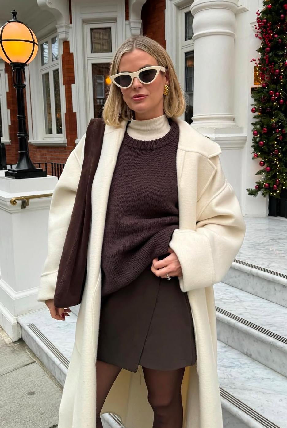 DISSH Brown Julie Bitter Chocolate Tailored Skort UK 10