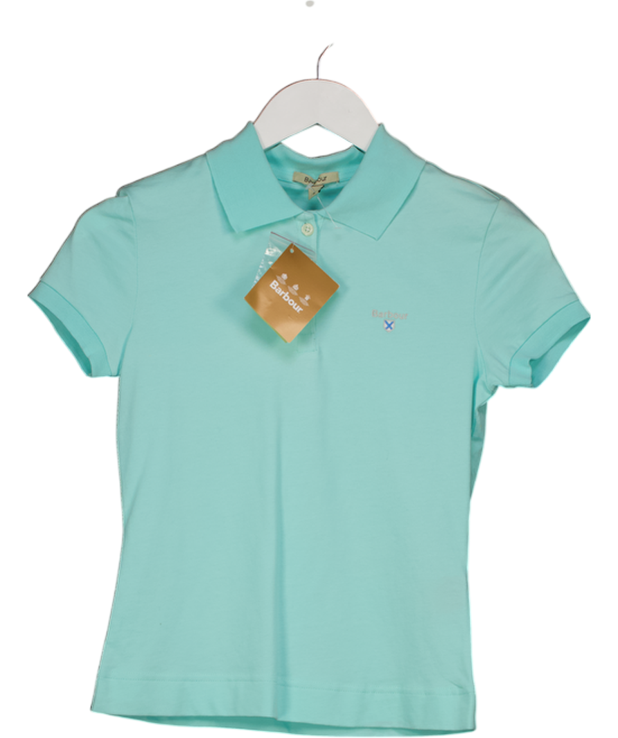 Barbour Turquoise Blue  Fitted Polo Shirt UK 8