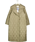 GANNI Pale Khaki Green Quilted Coat Dk42 UK 14