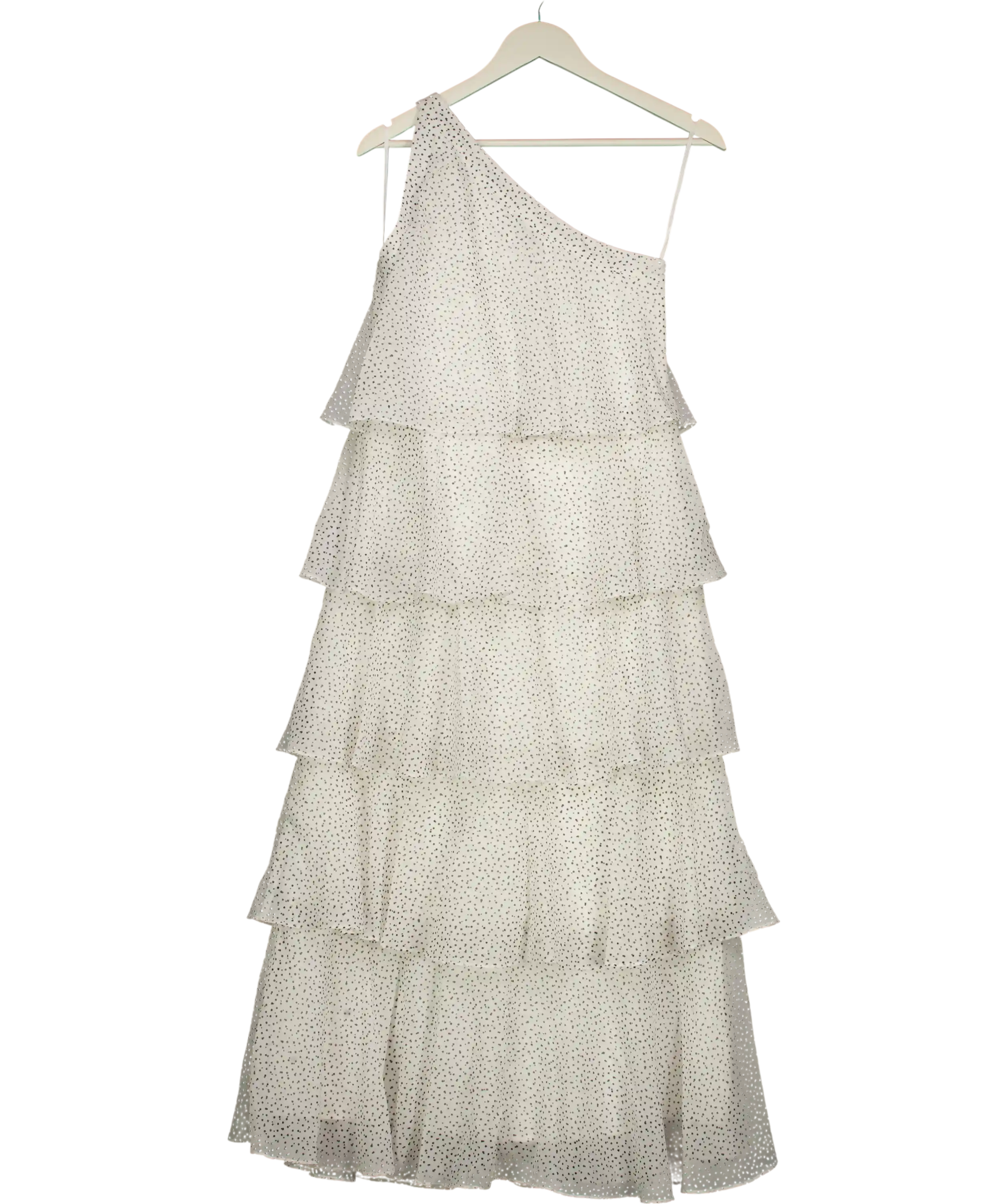Six Stories White Amora Polka Corsage Tiered Midaxi Dress UK 8