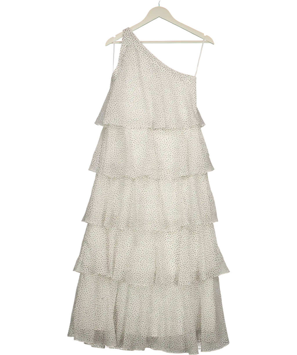 Six Stories White Amora Polka Corsage Tiered Midaxi Dress UK 8
