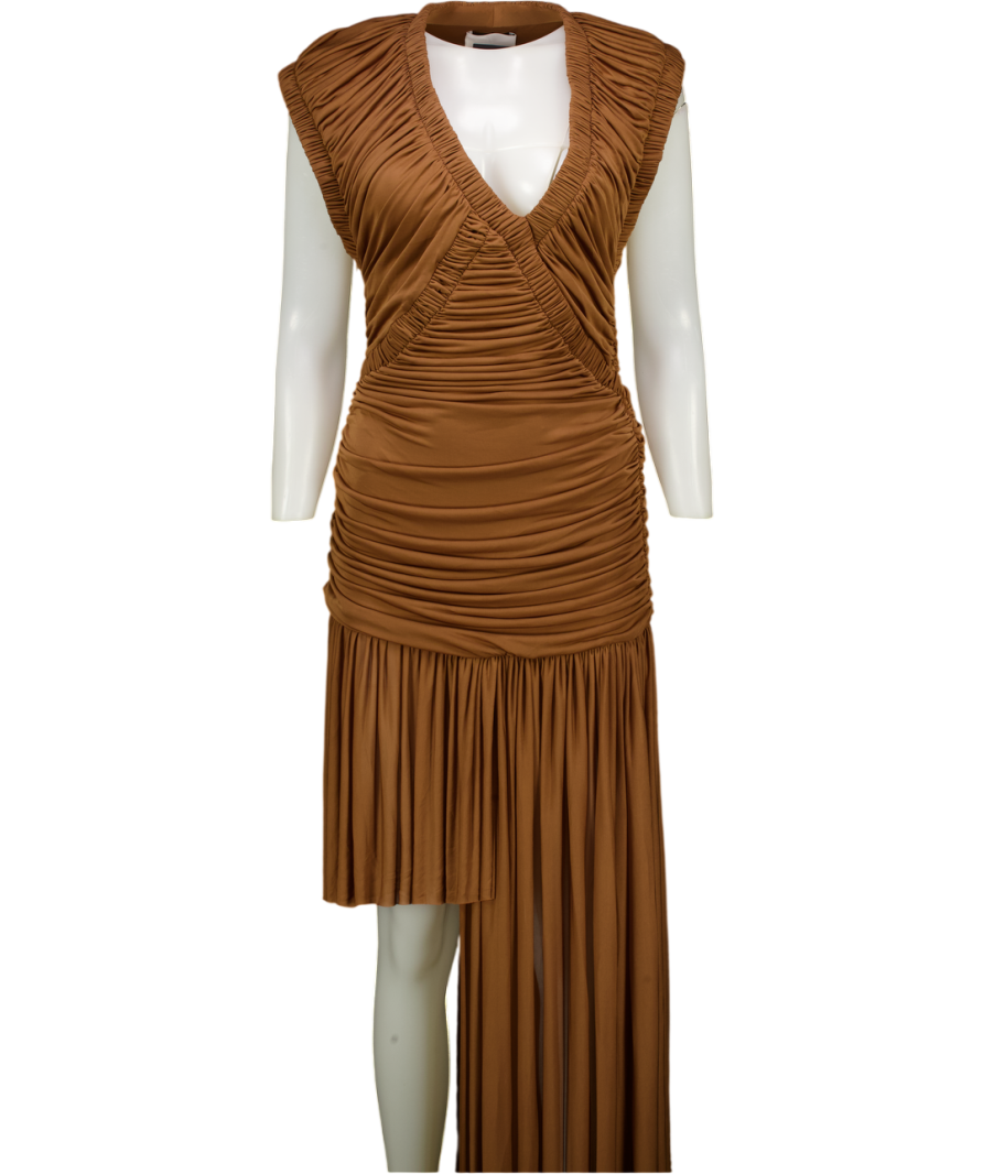 CHRISTOPHER ESBER Brown Theron Draped Ruched Gown UK 10