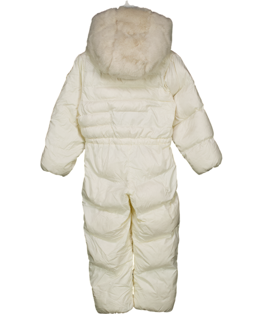 MONCLER Cream Feather And Down Filled Fur Hooded Snowsuit 3 Years
