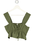 Only Green Tie Front Ruffle Crop Top UK S
