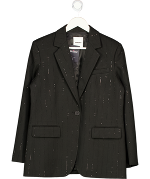 SANDRO PARIS Black Sequin-stripe Opera Blazer Fr40 UK 12