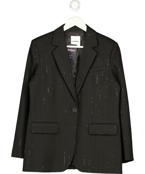 SANDRO PARIS Black Sequin-stripe Opera Blazer Fr40 UK 12