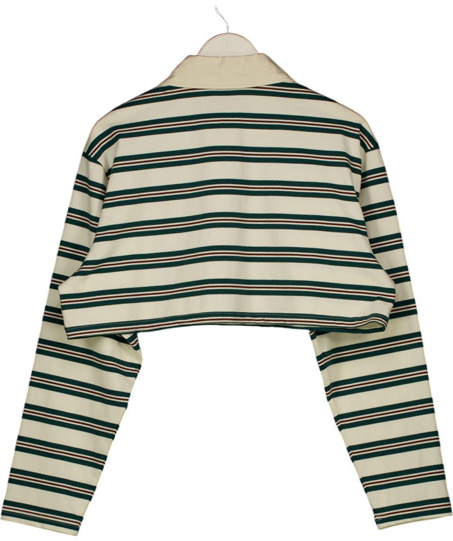 Ru & Rocka Cream Western Cropped Striped Polo UK S